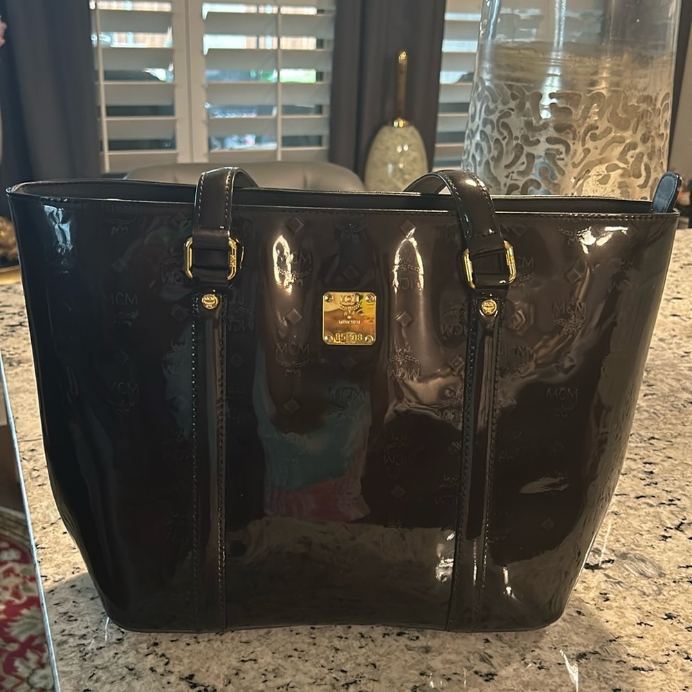 Mcm black signature bag